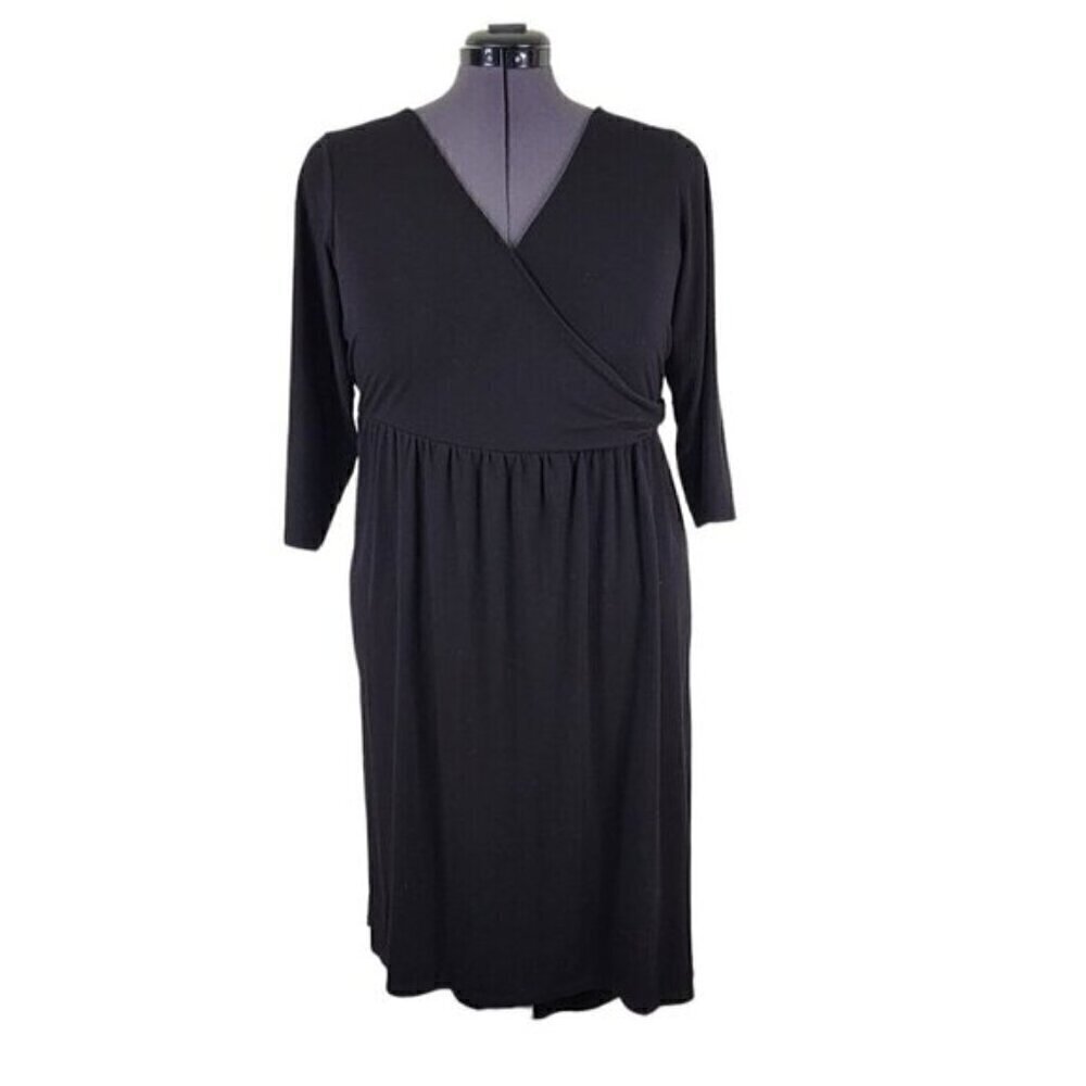 Torrid High Low Maxi Dress Size 3 3X Surplice Neck Pullover 3/4 Sleeve Black